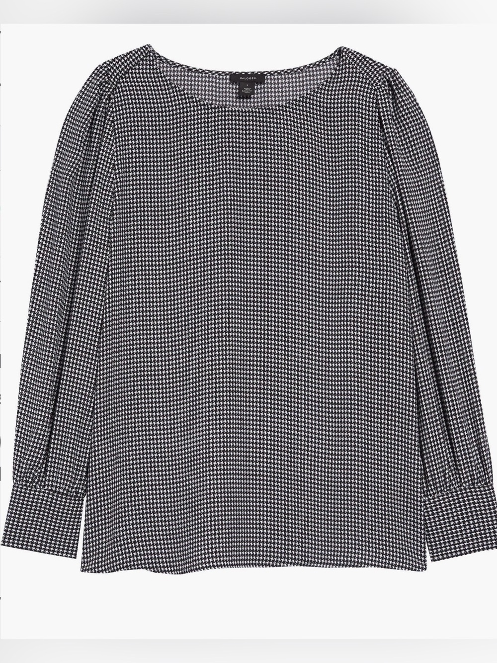 Halogen Black and White Houndstooth Blouse Medium EUC